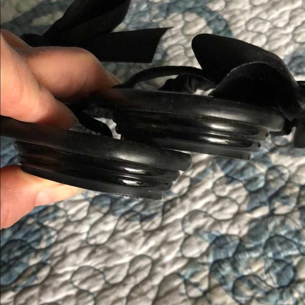PREOWNED Rene Caovilla Flat Sandals Black Satin - Picture 13 of 16